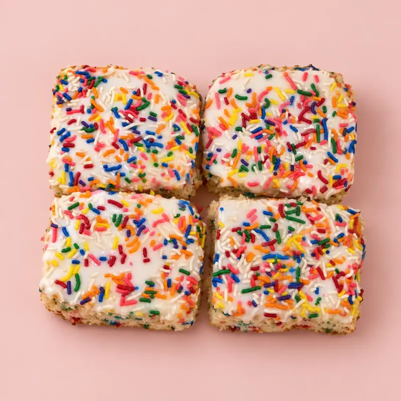 Iced sprinkle cake squares
